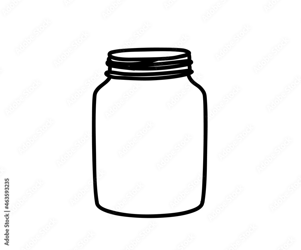 Glass jar on a white background. Silhouette. Vector illustration. Glass jar on a white background. Silhouette. Vector illustration.
