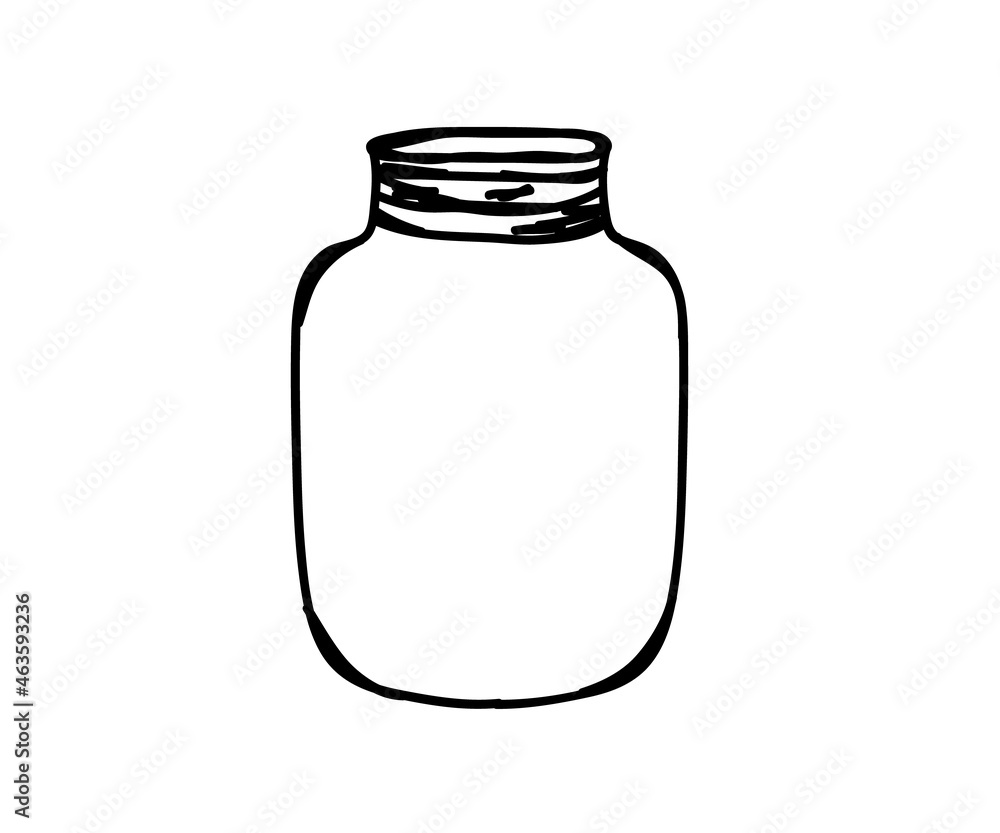 Glass jar on a white background. Silhouette. Vector illustration. Glass jar on a white background. Silhouette. Vector illustration.