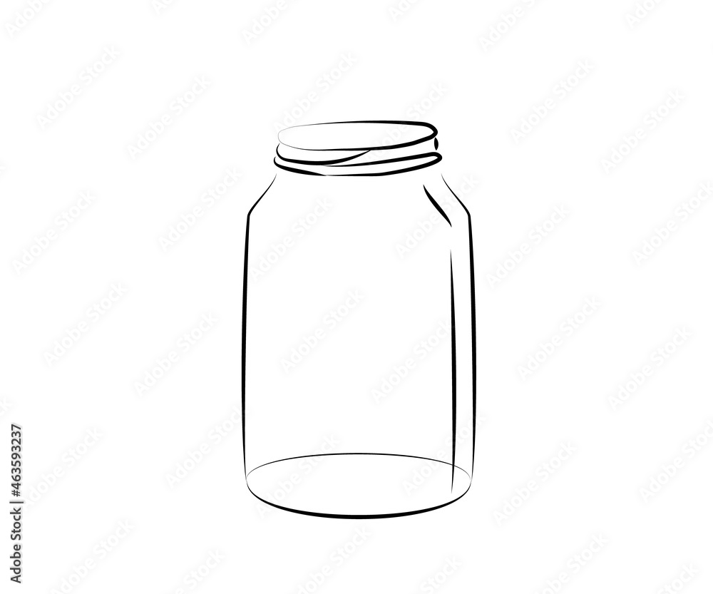 Glass jar on a white background. Silhouette. Vector illustration. Glass jar on a white background. Silhouette. Vector illustration.