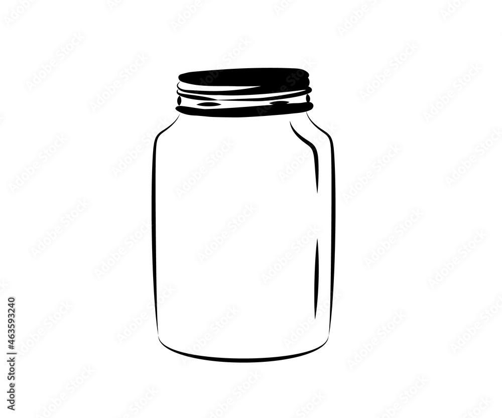 Glass jar on a white background. Silhouette. Vector illustration. Glass jar on a white background. Silhouette. Vector illustration.