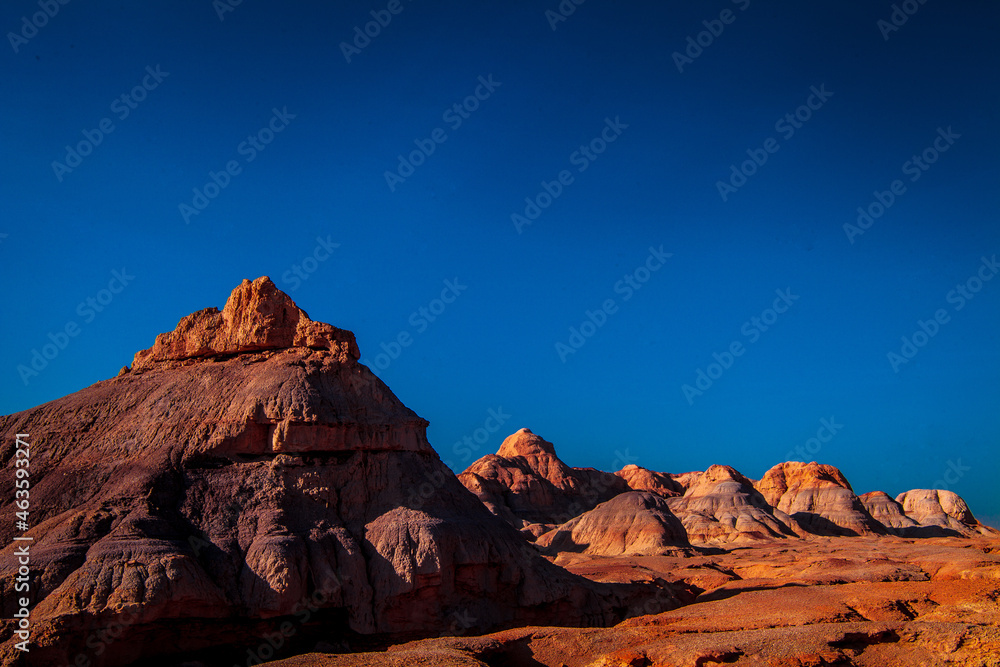Fototapeta premium Red wind eroded hills, nature landscape