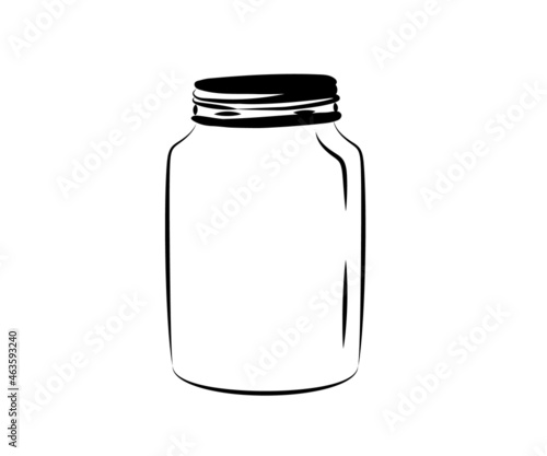 Glass jar on a white background. Silhouette. Vector illustration.