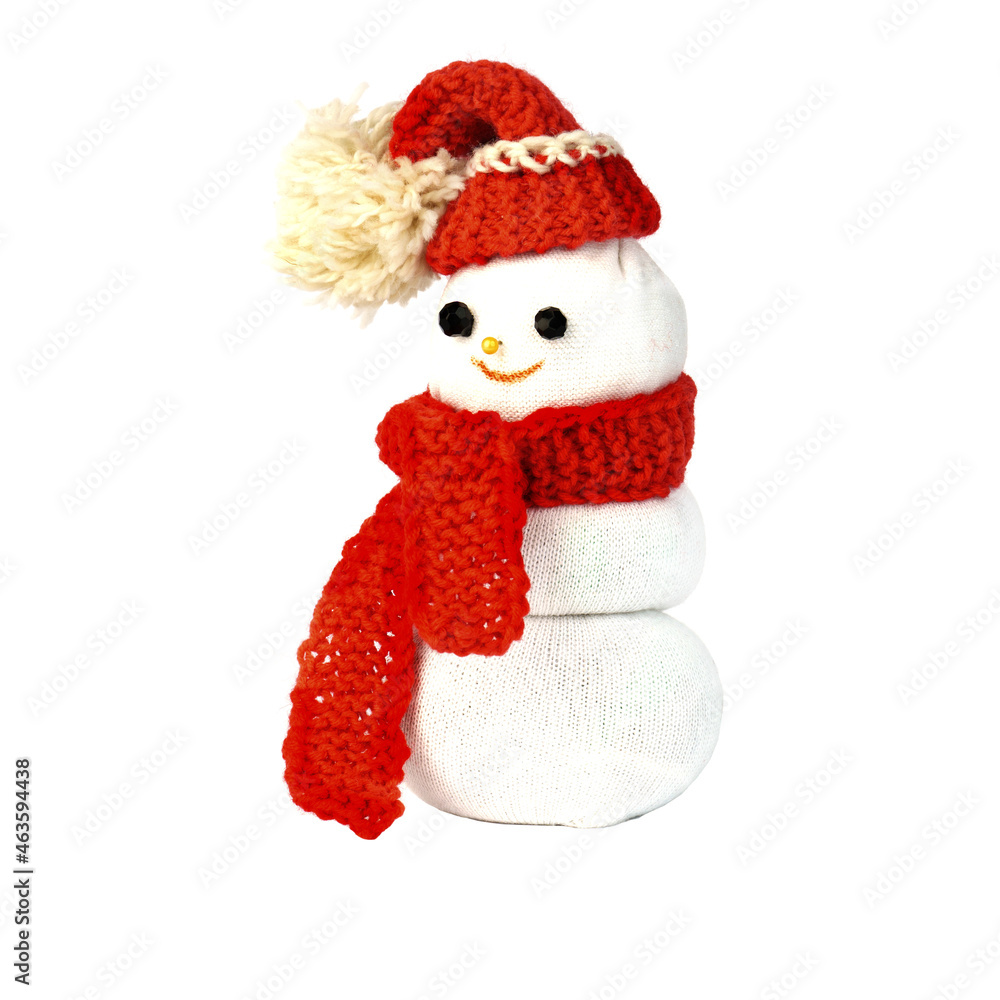Fototapeta premium snowman isolated on white background. christmas toy decoration.