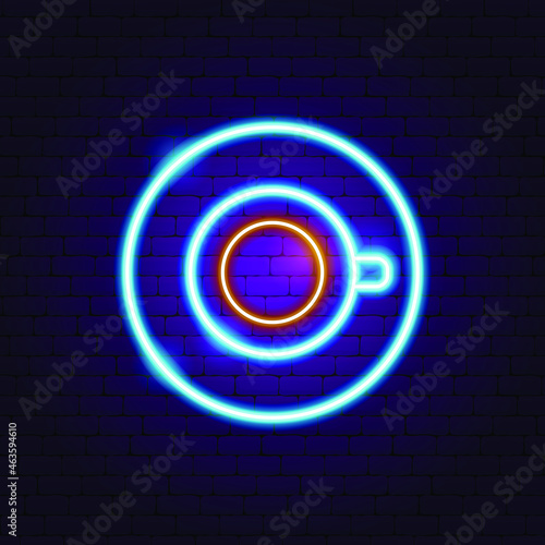 Coffee Cup Neon Sign. Vector Illustration of Drink Promotion.