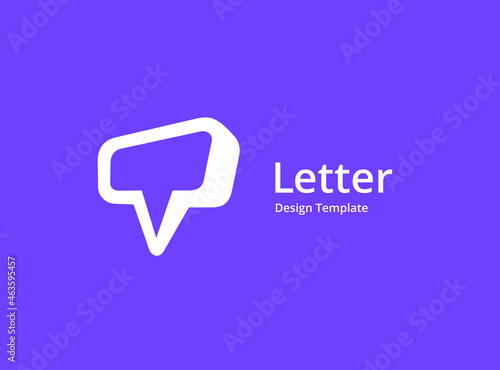Letter T with speech bubble logo icon design template elements