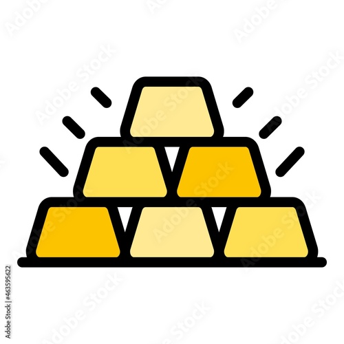 Six gold bars icon. Outline six gold bars vector icon color flat isolated