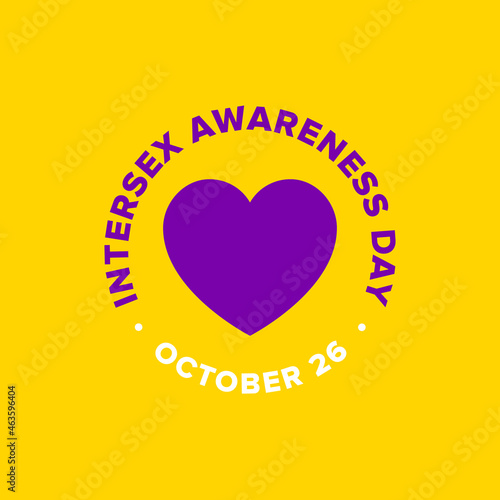 Intersex Awareness Day Square Banner with Heart Illustration and 'Intersex Awareness Day' Text on Yellow Background photo