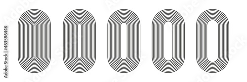 Mid century shapes set. Geometric line figures. Modern minimalism symbols. Vector isolated on white