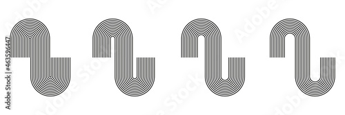 Mid century shapes set. Geometric line figures. Modern minimalism symbols. Vector isolated on white