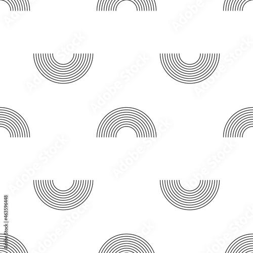 Mid century seamless pattern. Geometric line shapes. Modern minimalism texture. Vector isolated on white