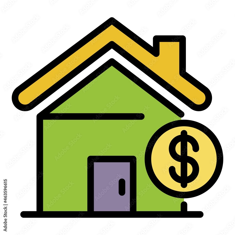 House and dollar icon. Outline house and dollar vector icon color flat isolated House and dollar icon. Outline house and dollar vector icon color flat isolated