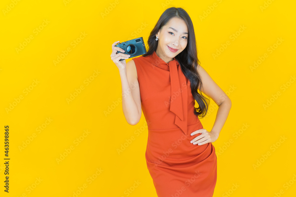 Portrait beautiful young asian woman use camera Portrait beautiful young asian woman use camera