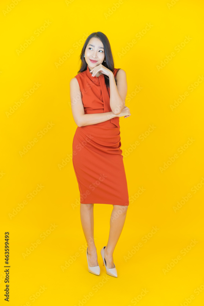 Portrait beautiful young asian woman smile with action Portrait beautiful young asian woman smile with action