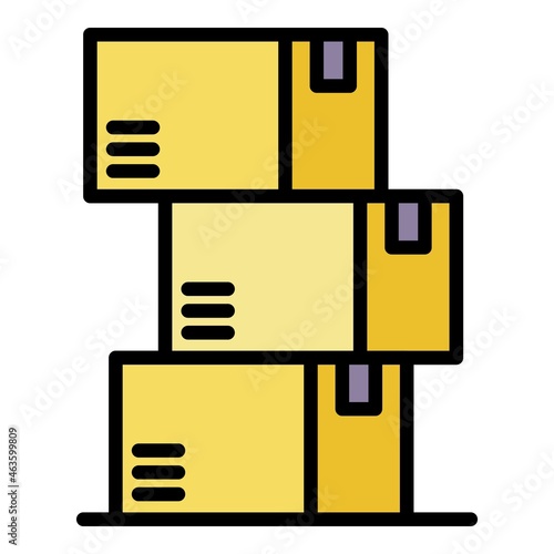 Warehouse boxes icon. Outline warehouse boxes vector icon color flat isolated
