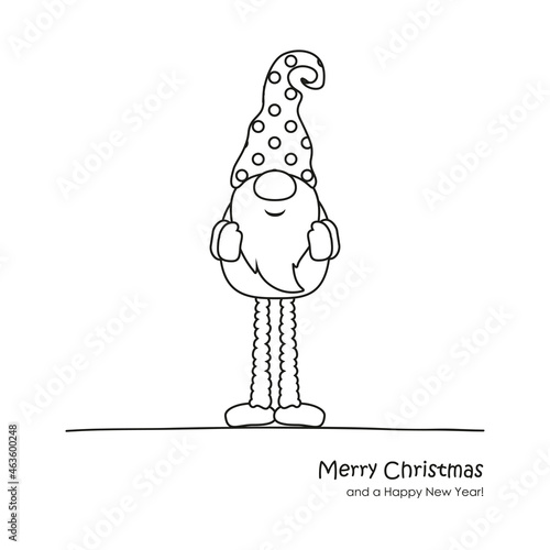 cute christmas dwarf cartoon for coloring book