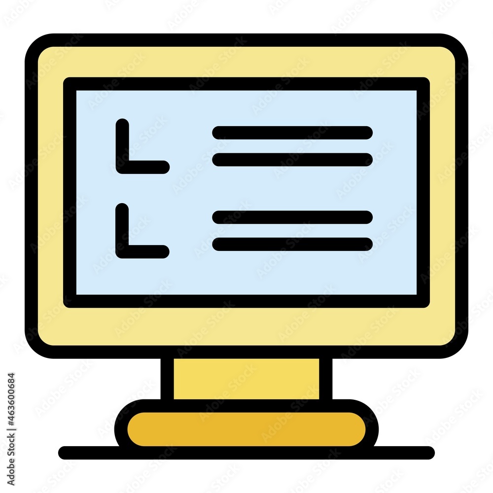 Inventory computer monitor icon. Outline inventory computer monitor vector icon color flat isolated Inventory computer monitor icon. Outline inventory computer monitor vector icon color flat isolated