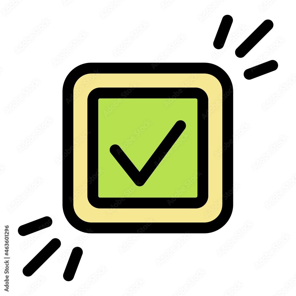 Approved sign icon. Outline approved sign vector icon color flat isolated Approved sign icon. Outline approved sign vector icon color flat isolated