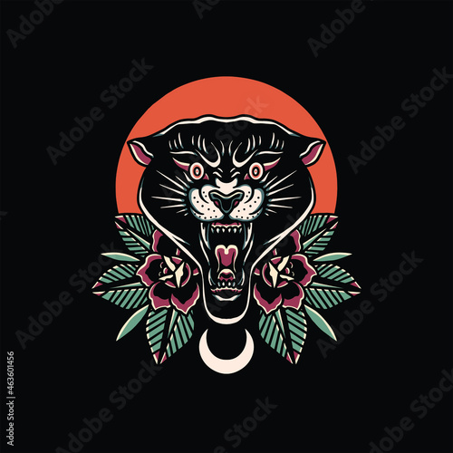 panther tattoo vector design
