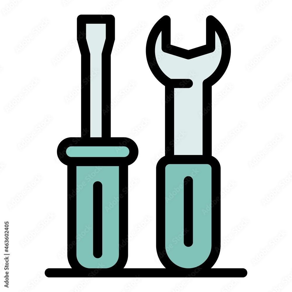 Phone repair tools icon. Outline phone repair tools vector icon color flat isolated Phone repair tools icon. Outline phone repair tools vector icon color flat isolated