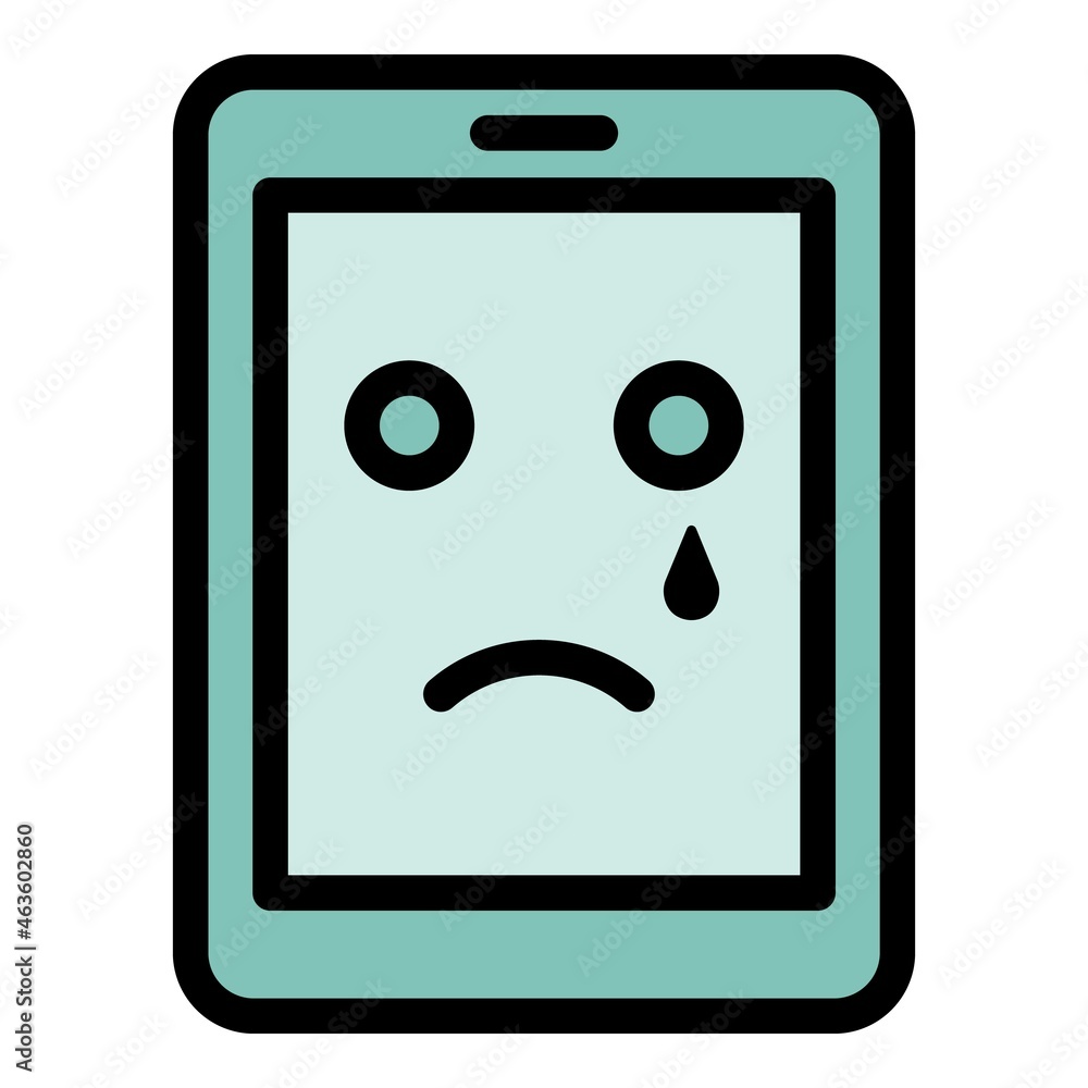 Broken smartphone icon. Outline broken smartphone vector icon color flat isolated Broken smartphone icon. Outline broken smartphone vector icon color flat isolated