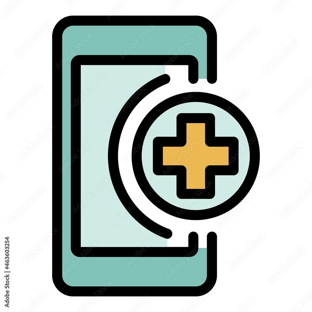 First help smartphone icon. Outline first help smartphone vector icon color flat isolated First help smartphone icon. Outline first help smartphone vector icon color flat isolated