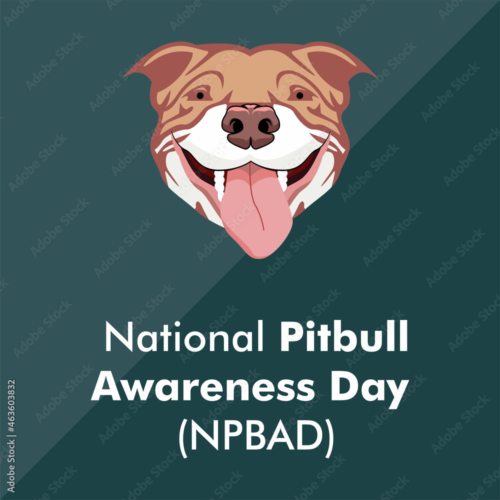 Pitbull Dog Head Graphic illustration, Pitbull Awareness Day theme