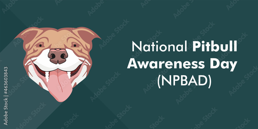 Pitbull Dog Head Graphic illustration, Pitbull Awareness Day theme