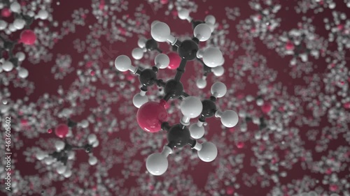 Mtbe molecule made with balls, conceptual molecular model. Chemical looping 3d animation photo