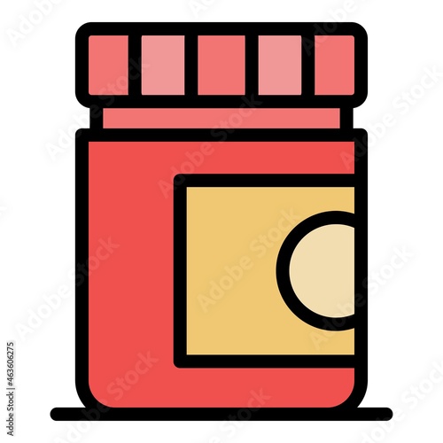 Plastic medical jar icon. Outline plastic medical jar vector icon color flat isolated