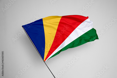 Free Download Seychelles flag isolated on white background. close up waving flag of Seychelles. flag symbols of Seychelles. Concept of Seychelles. - GFXLoad
