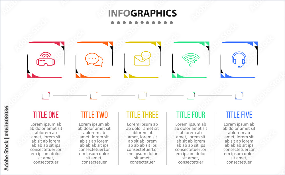 Vector Infographic design with icons. 5 options or 5 steps. process diagram, flow chart, info graph, Infographics for business concept, presentations banner, workflow layout.