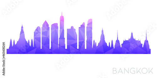 Bangkok, Thailand Low Poly Skyline Clip Art City Design. Geometric Polygon Graphic Horizon Icon. Vector Illustration Symbol.