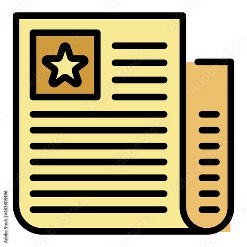Celebrity paper icon. Outline celebrity paper vector icon color flat isolated