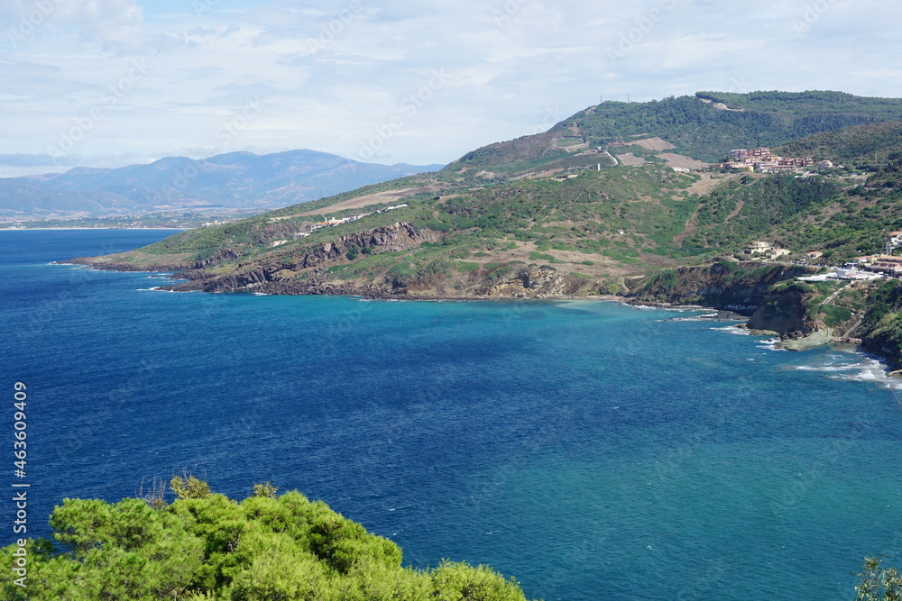 View of the coast and the sea from Castelsardo hamlet in Sardinia