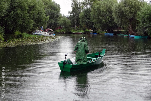 Fisherman returns home at Pereslavl-Zalessky, Russia
