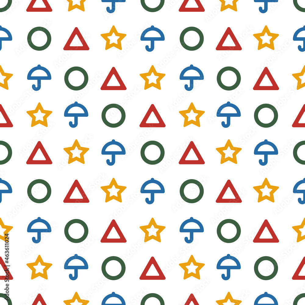 Triangle umbrella star and circle seamless pattern Triangle umbrella star and circle seamless pattern
