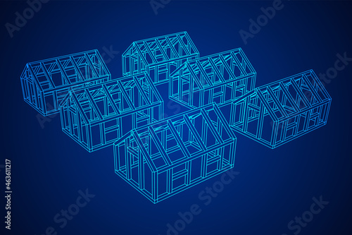 Greenhouse construction frame. Hothouse building object or framing house. Warm house Vector illustration. Glasshouse concept image