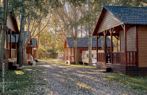 Cabins in a camping area