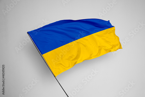 Ukraine flag isolated on white background. close up waving flag of Ukraine. flag symbols of Ukraine. Concept of Ukraine.