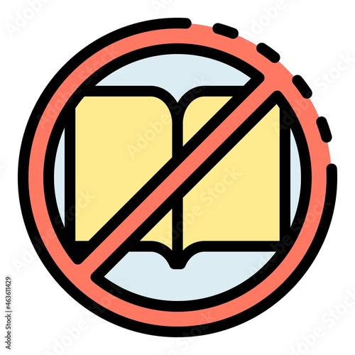 No book reading icon. Outline no book reading vector icon color flat isolated