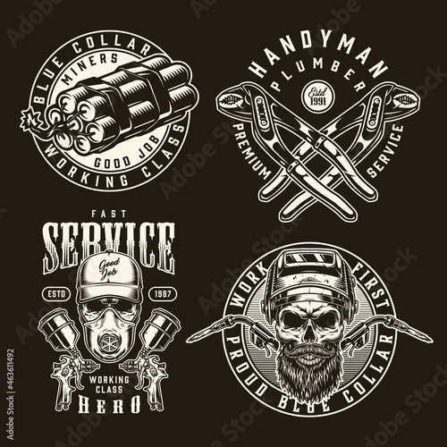 Manual worker vintage monochrome emblems