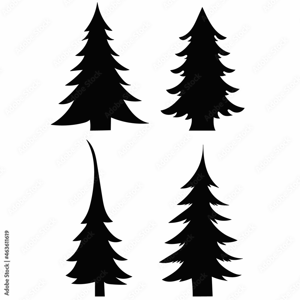 Obraz premium set of silhouettes of a Christmas tree, vector