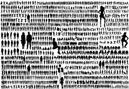 set of people silhouettes, vector