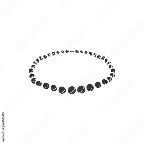 Pearl Necklace Icon Silhouette Illustration. Jewel Vector Graphic Pictogram Symbol Clip Art. Doodle Sketch Black Sign.
