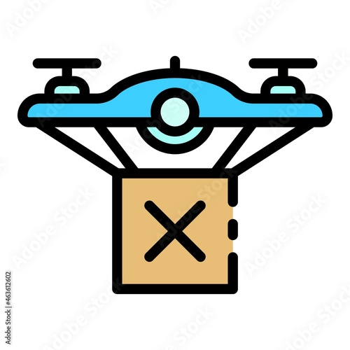 Parcel drone delivery icon. Outline parcel drone delivery vector icon color flat isolated