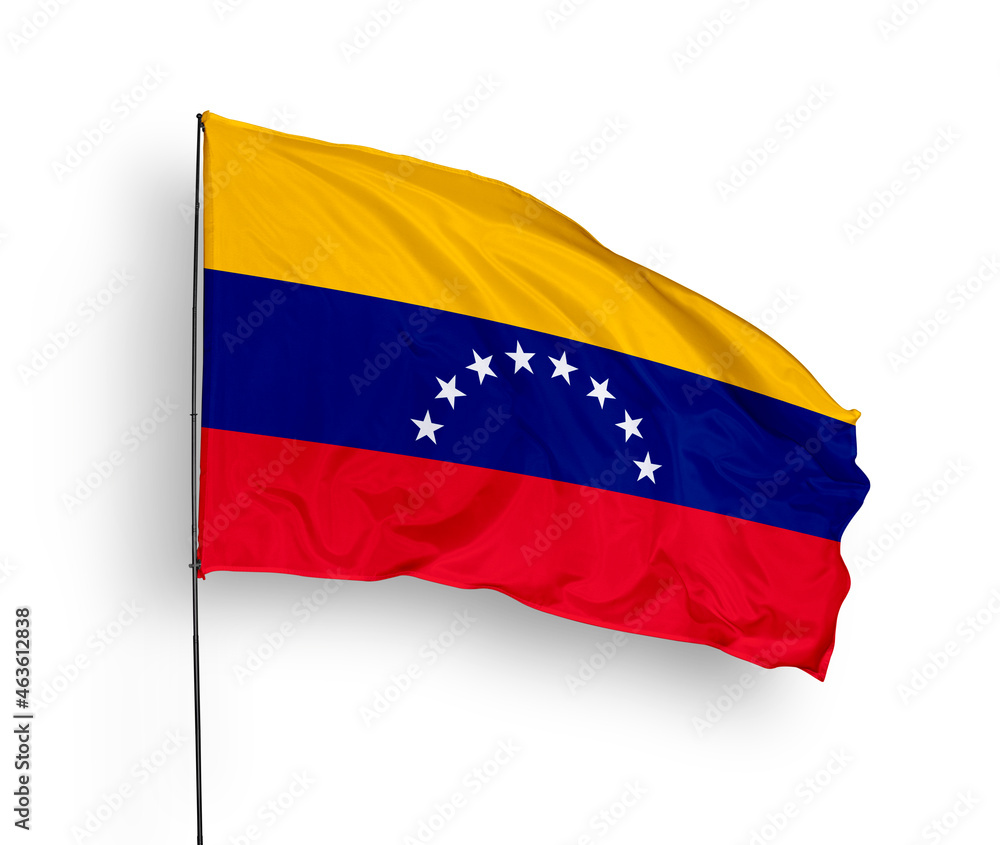 Venezuela flag isolated on white background. close up waving flag of Venezuela. flag symbols of Venezuela. Concept of Venezuela. Venezuela flag isolated on white background. close up waving flag of Venezuela. flag symbols of Venezuela. Concept of Venezuela.