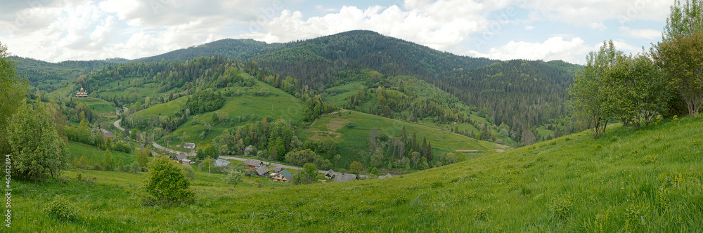 Mountain rural landscape in spring.