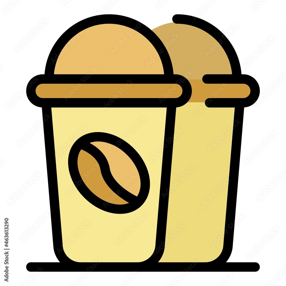 Coffee to go cup icon. Outline coffee to go cup vector icon color flat isolated