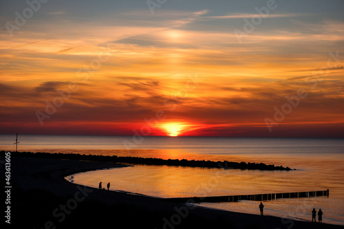 Sunset on the beach of Ahrenshoop in Germany