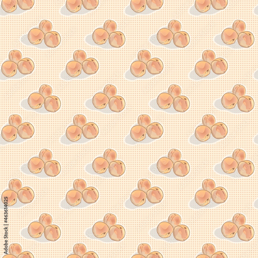 Seamless pattern with peaches sketch. Hand drawn vector picture Seamless pattern with peaches sketch. Hand drawn vector picture